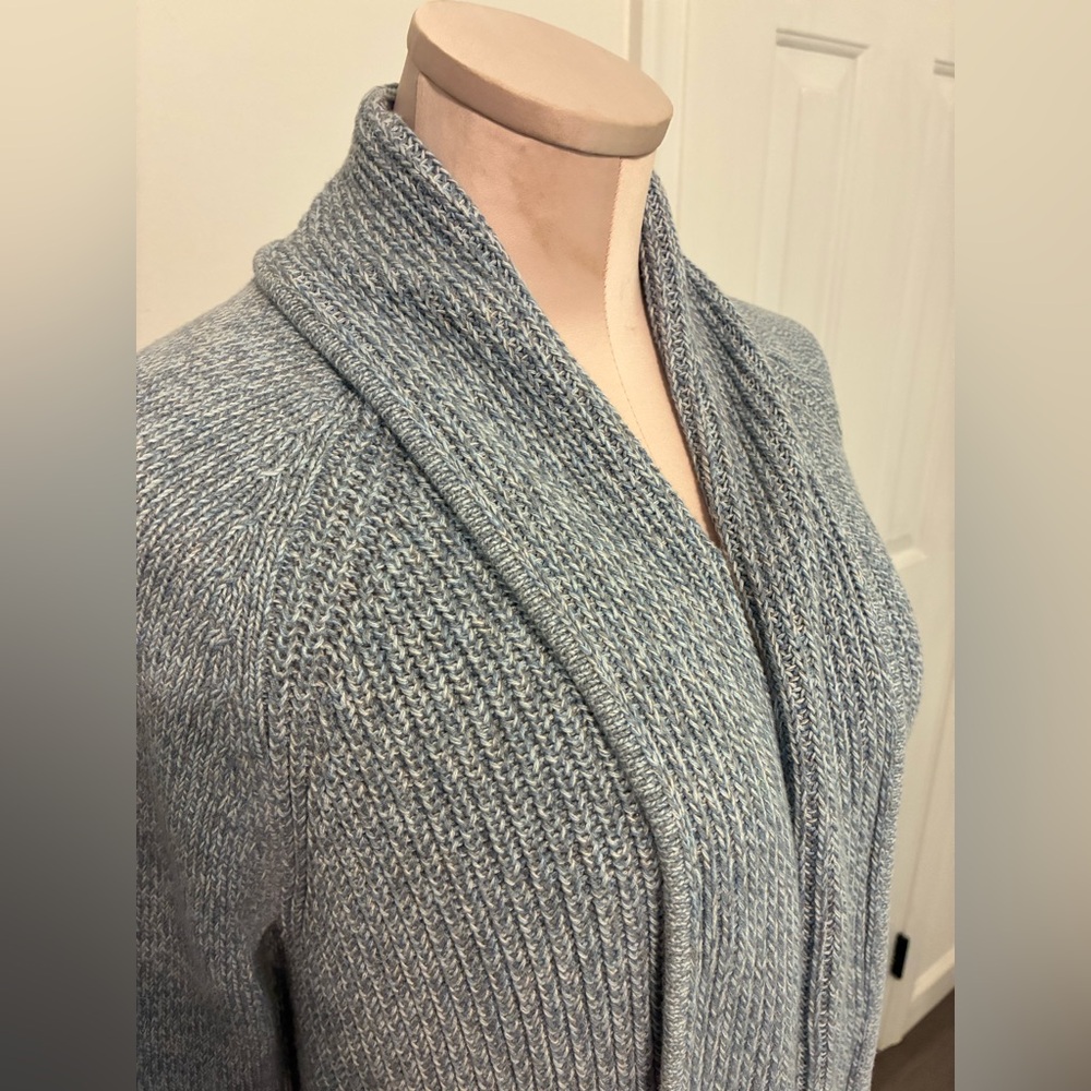 LL Bean Blue Knit Cardigan in size L petite